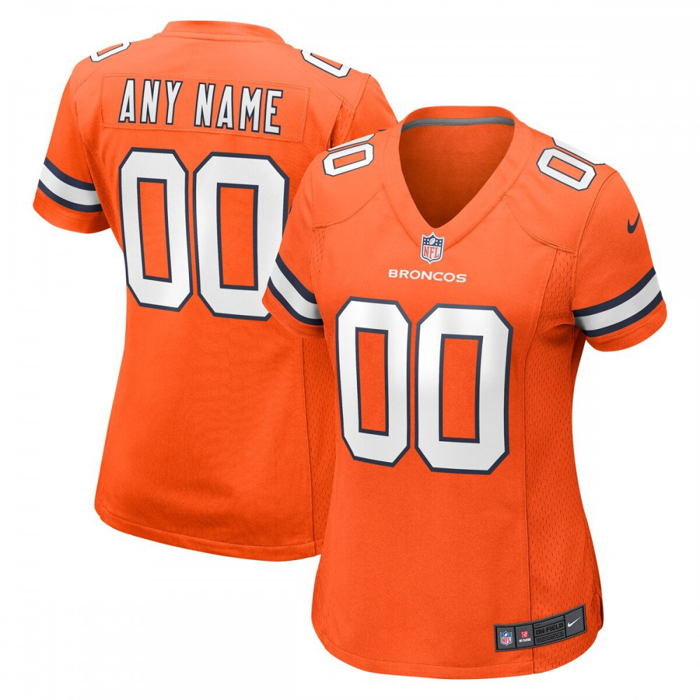 Denver Broncos Nike Women's Alternate Custom Game Jersey - Orange-GridironStore